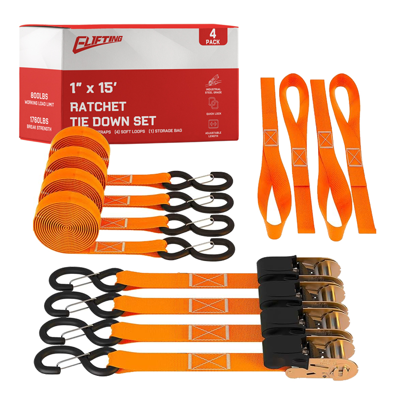 Zestaw ratchetu 1 ″ x 15 "z miękkimi pętlami （4-pak）